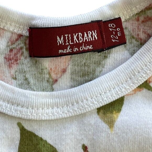 Milkbarn Peach Fruit Short Sleeve Bodysuit Size 12-18M - Picture 2 of 4